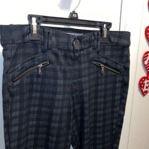 Wit & Wisdom Dark Plaid Chinos Cropped Zipper Pockets Size 8